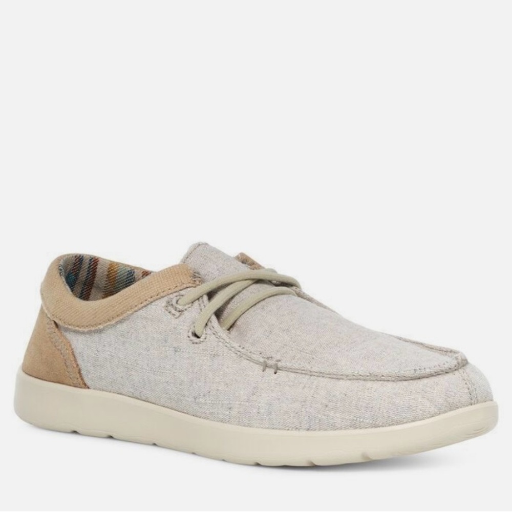 Sanuk Shaka Lite LS Size 7 - Cream and Tan Casual Flats with Textured Fabric